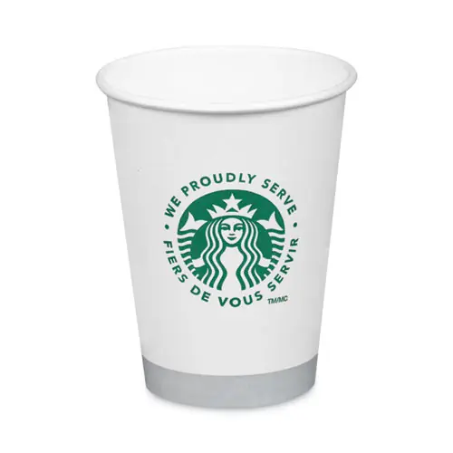 Starbucks® Hot Cups, 12 oz, Paper, White with Green Starbucks Logo, 1,000/Carton