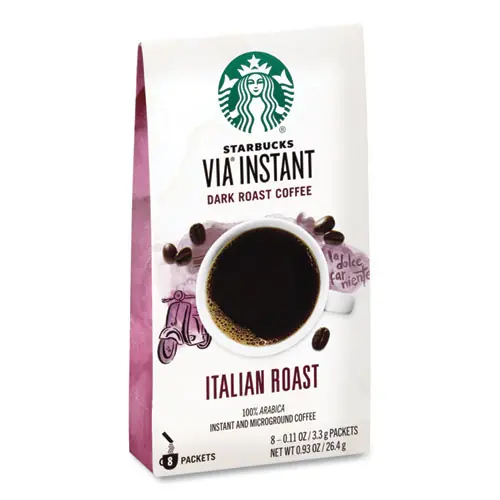 Starbucks® VIA Ready Brew Coffee, Italian Roast, 8 Packets/Bag, 12 Bags/Carton