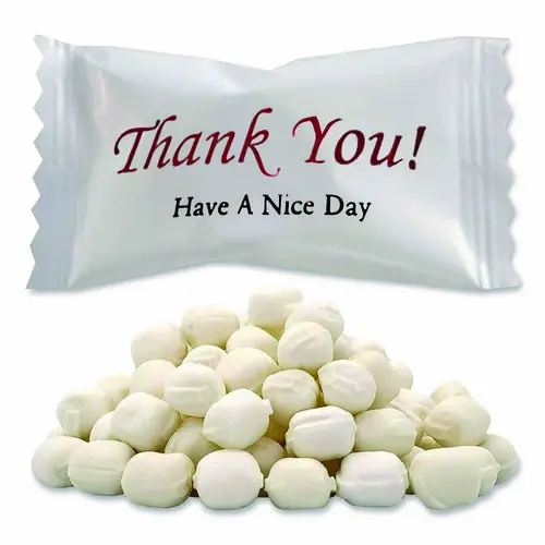Stewart Superior Thank You Have a Nice Day Mints, White Buttermint, Individually Wrapped, 1,000/Carton