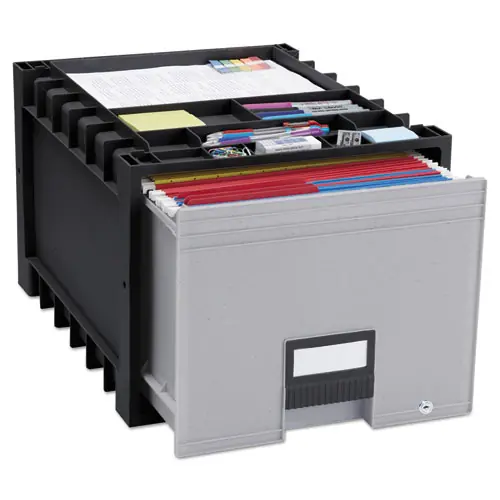 Storex Archive Storage Drawers with Key Lock, Letter Files, Black/Gray