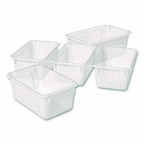Storex Cubby Bin, Translucent, 1.8 gal, 5/Pack