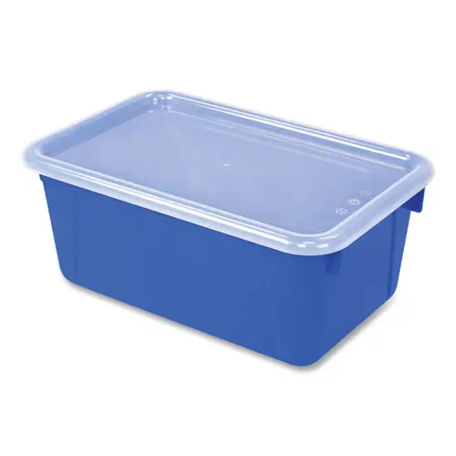 Storex Cubby Bin with Lid, Blue, 5/Pack