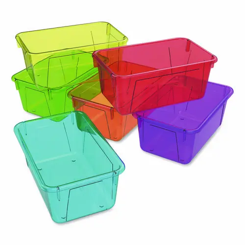 Storex Cubby Bins, 12.2" x 7.8" x 5.1", Assorted Candy Colors, 5/Carton