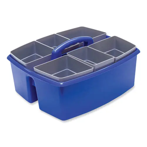 Storex Large Caddy with Sorting Cups, Blue, 2/Carton
