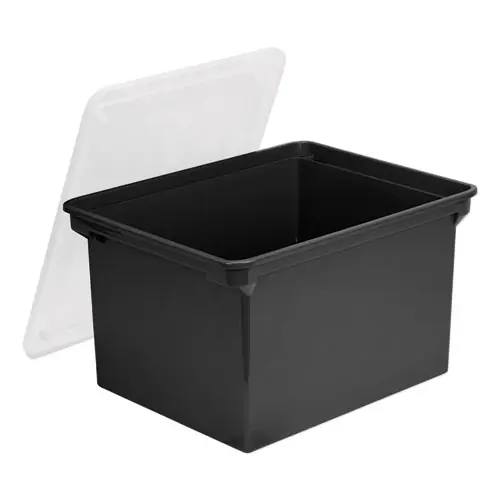 Storex Plastic File Tote, Letter/Legal, Black/Clear