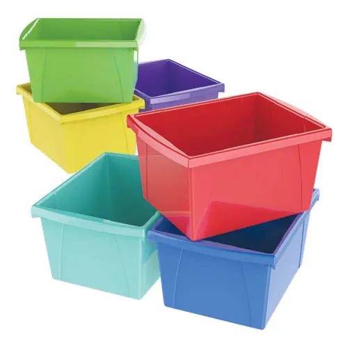 Storex Storage Bins, 4 gal, Randomly Assorted Colors