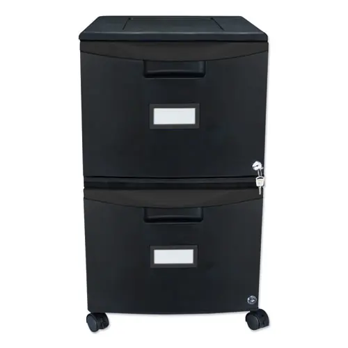 Storex Two-Drawer Mobile Filing Cabinet, Black