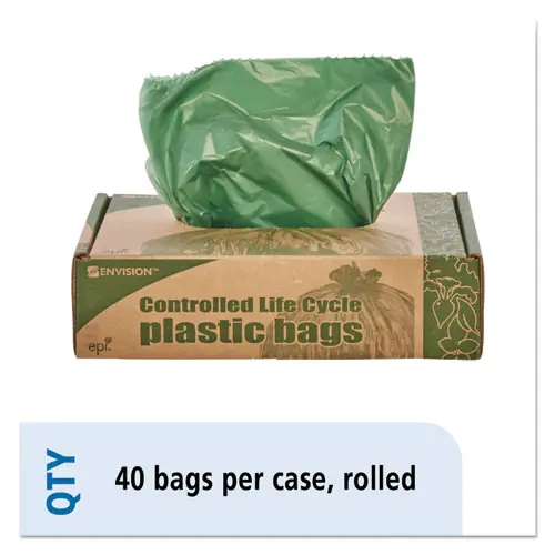 Stout® by Envision™ Controlled Life-Cycle Plastic Trash Bags, 33 gal, Green, 40/Box