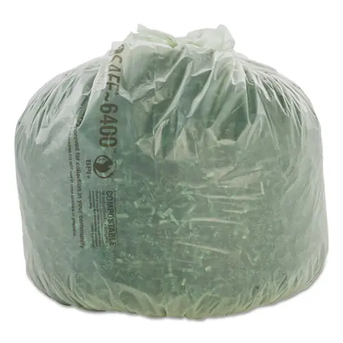 Stout® by Envision™ EcoSafe-6400 Bags, 13 gal, 0.85 mil, 24" x 30", Green, 45/Box