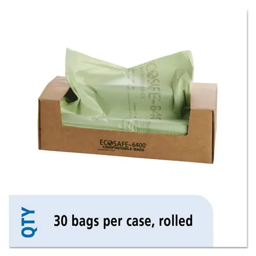 Stout® by Envision™ EcoSafe-6400 Bags, 64 gal, Green, 30/Box
