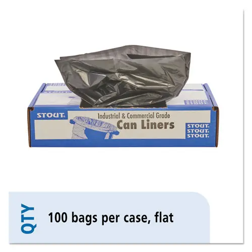 Stout® by Envision™ Total Recycled Content Plastic Trash Bags, 30 gal, 1.3 mil, 30" x 39", Black/Brown, 100/Carton