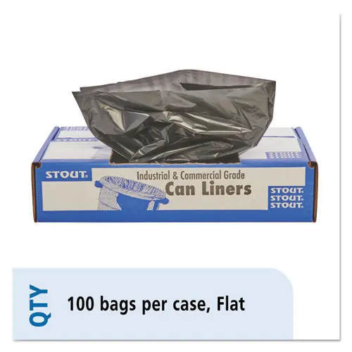 Stout® by Envision™ Total Recycled Content Plastic Trash Bags, 45 gal, 1.5 mil, 40" x 48", Black/Brown, 100/Carton