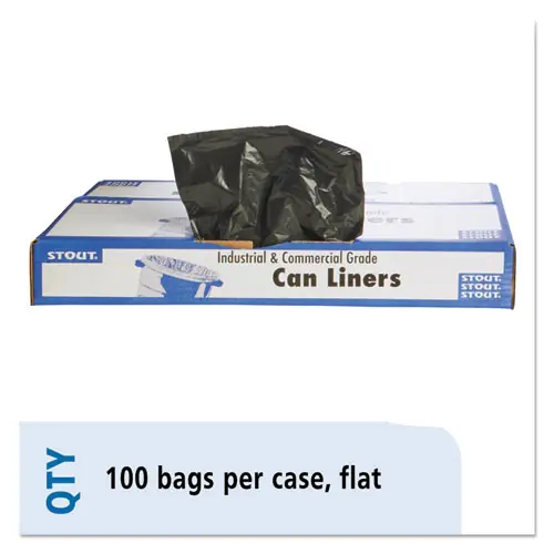 Stout® by Envision™ Total Recycled Content Plastic Trash Bags, 60 gal, 1.5 mil, 38" x 60", Black/Brown, 100/Carton