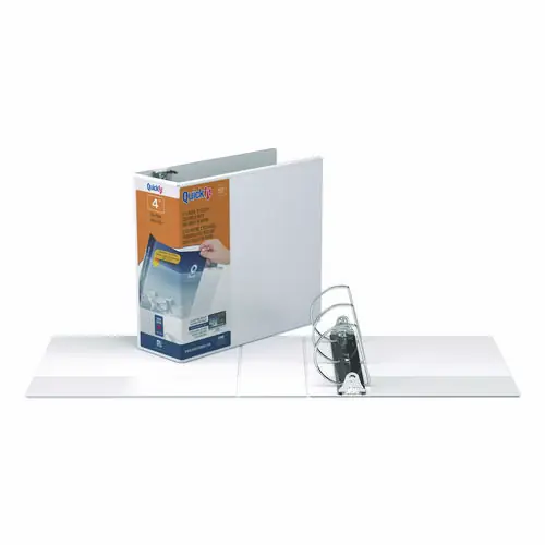 Stride QuickFit D-Ring View Binder, 3 Rings, 4" Capacity, 11 x 8.5, White
