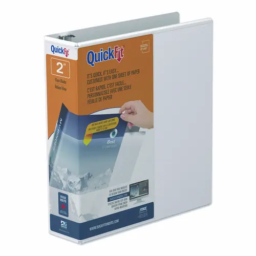 Stride QuickFit Round-Ring View Binder, 3 Rings, 2" Capacity, 11 x 8.5, White
