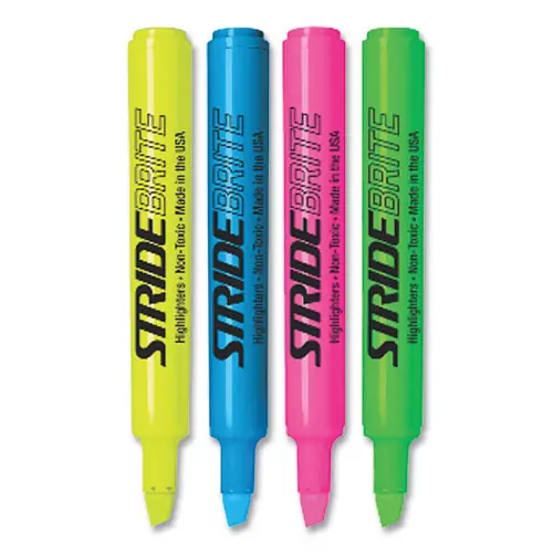Stride StrideBrite Tank Highlighter, Assorted Ink Colors, Chisel Tip, Assorted Barrel Colors, 12/Pack