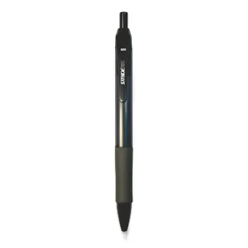 Stride StrideRio Gel Pen, Retractable, 0.7 mm Medium Point, Black Ink, Translucent Black Barrel, 12/Box