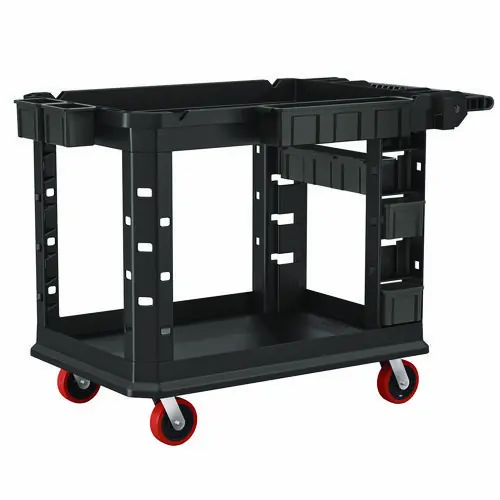 Suncast Commercial® Heavy Duty Plus Utility Cart, 2 Shelves, 6 Bins, Black, 500 lb Capacity