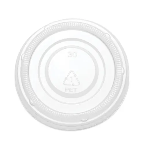 SupplyCaddy Portion Cup Lids, Fits 2 oz Portion Cups, Plastic, Clear, 2,500/Carton