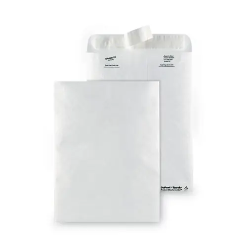 Survivor® Lightweight 14 lb Tyvek Catalog Mailers, #10 1/2, Square Flap, Redi-Strip Adhesive Closure, 9 x 12, White, 50/Box