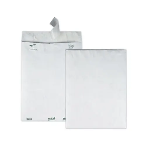 Survivor® Lightweight 14 lb Tyvek Catalog Mailers, #12 1/2, Square Flap, Redi-Strip Adhesive Closure, 9.5 x 12.5, White, 100/Box