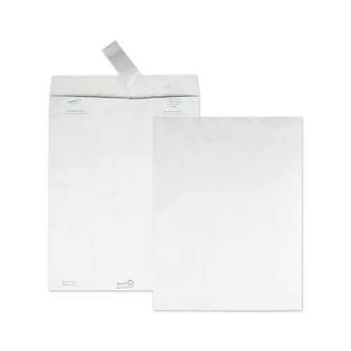 Survivor® Lightweight 14 lb Tyvek Catalog Mailers, #13 1/2, Square Flap, Redi-Strip Adhesive Closure, 10 x 13, White, 100/Box