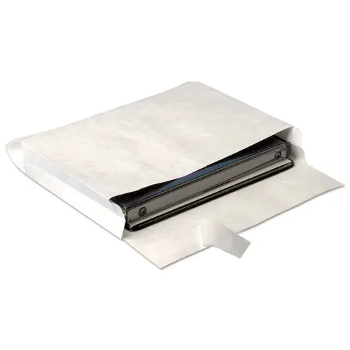 Survivor® Lightweight 14 lb Tyvek Open End Expansion Mailers, #13 1/2, Square Flap, Redi-Strip Adhesive Closure, 10 x 13, White, 100/CT