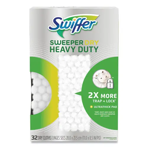 Swiffer® Heavy-Duty Dry Refill Cloths, 32/Pack, White, 11 x 8.5