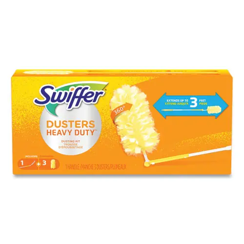 Swiffer® Heavy Duty Dusters with Extendable Handle, 14" to 3 ft, 1 Handle + 3 Dusters/Kit