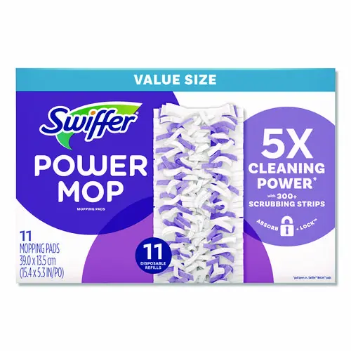 Swiffer® PowerMop Mopping Pads, White/Purple, 11/Pack
