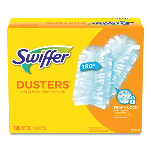 Swiffer® Refill Dusters, Dust Lock Fiber, 18 Dusters/Box, 4 Boxes/Carton, Light Blue