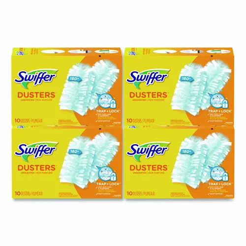 Swiffer® Refill Dusters, Dust Lock Fiber, Light Blue, Unscented, 10/Box, 4 Box/Carton