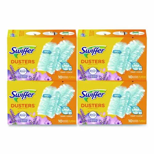 Swiffer® Refill Dusters, DustLock Fiber, Light Blue, Lavender Vanilla Scent, 10/Box, 4 Boxes/Carton