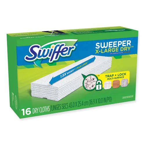Swiffer® Sweeper XL Dry Refill Cloths, 16.9" x 9.8", White, 16/Box