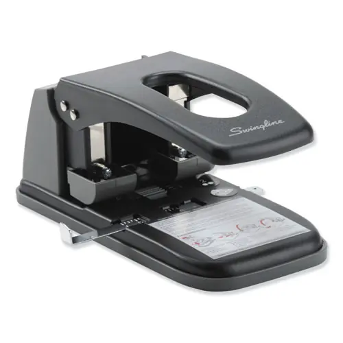 Swingline® 100-Sheet High Capacity Two-Hole Punch, Fixed Centers, 9/32" Holes, Black/Gray
