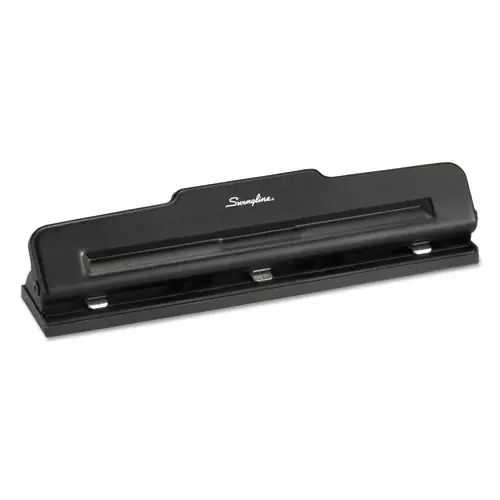 Swingline® 10-Sheet Desktop Light-Duty Two- to Three-Hole Adjustable Punch, 9/32" Holes, Black