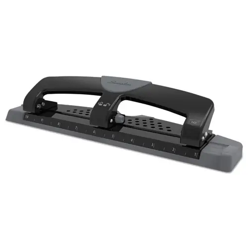 Swingline® 12-Sheet SmartTouch Three-Hole Punch, 9/32" Holes, Black/Gray
