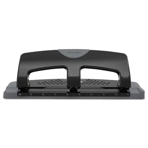 Swingline® 20-Sheet SmartTouch Three-Hole Punch, 9/32" Holes, Black/Gray
