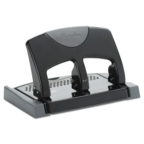Swingline® 45-Sheet SmartTouch Three-Hole Punch, 9/32" Holes, Black/Gray