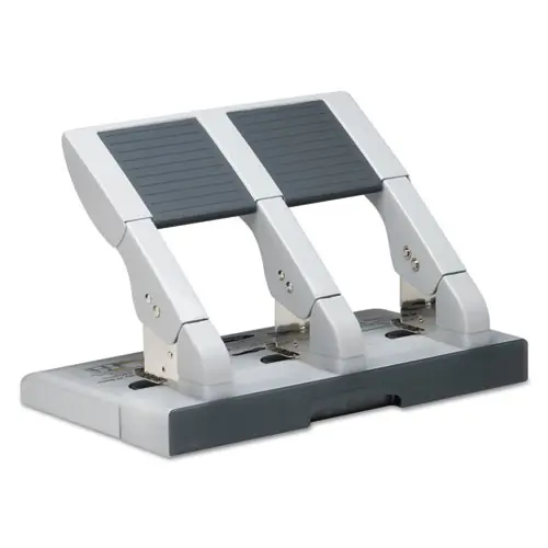 Swingline® 75-Sheet Heavy-Duty High-Capacity Three-Hole Adjustable Punch, Putty/Gray