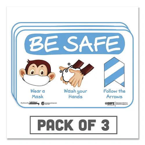 Tabbies® BeSafe Messaging Education Wall Signs, Monkey, 3/Pack