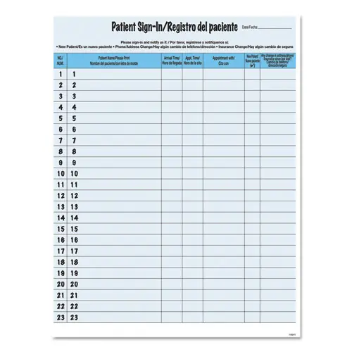 Tabbies® HIPAA Labels, Patient Sign-In, 8.5 x 11, Blue, 23/Sheet, 125 Sheets/Pack
