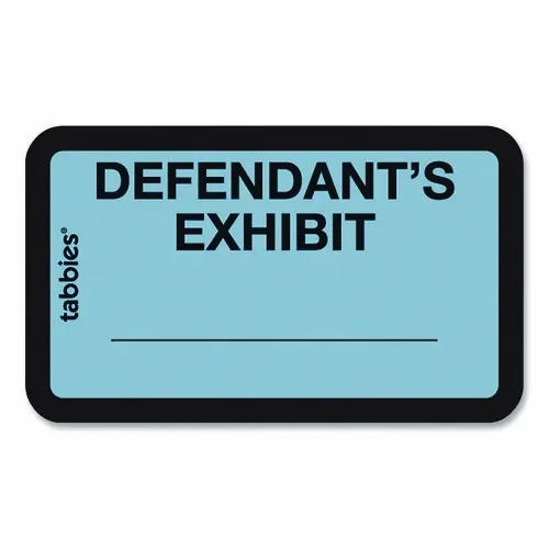Tabbies® Legal Exhibit Labels, Defendant's Exhibit, Blue, 9/Sheet, 28 Sheets/Pack, 252 Labels/Pack