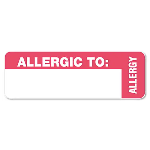 Tabbies® Medical Labels, ALLERGIC TO, White, 500/Roll