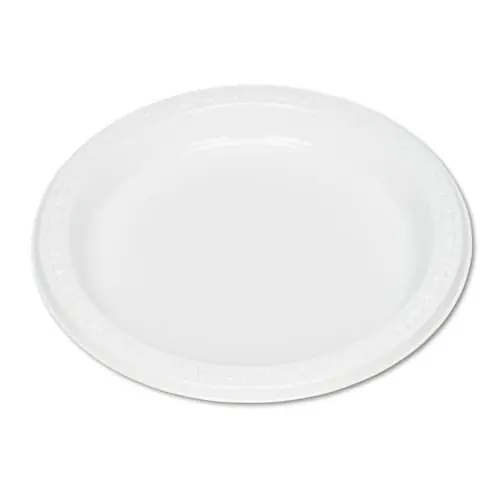 Tablemate® Plastic Dinnerware, Plates, 7" dia, White, 125/Pack