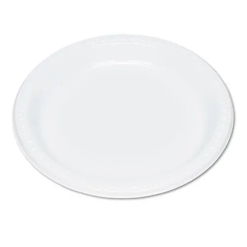 Tablemate® Plastic Dinnerware Plates, 9" Diameter, White, 500/Carton