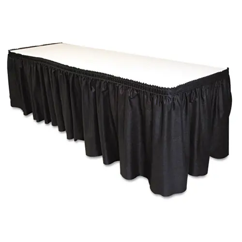 Tablemate® Table Set Linen-Like Table Skirting, Polyester, Black, 29" x 14 ft