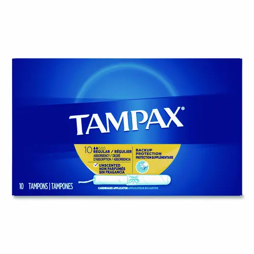 Tampax® Cardboard Applicator Tampons, Regular, 10/Box