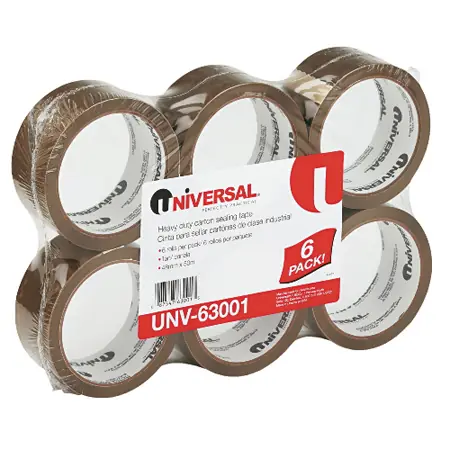 Carton Sealing Tape, 48mm x 50m, 1.85 mil, Tan, 6-Pack