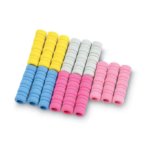 Tatco Ribbed Pencil Cushions, Assorted Colors, 50/Box